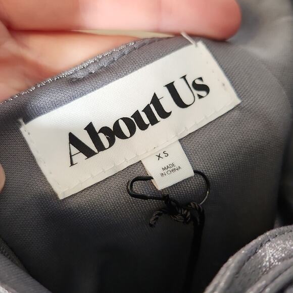 ABOUT US NWT Silver Halter Open Back Mini Dress, Size XS - Picture 12 of 14